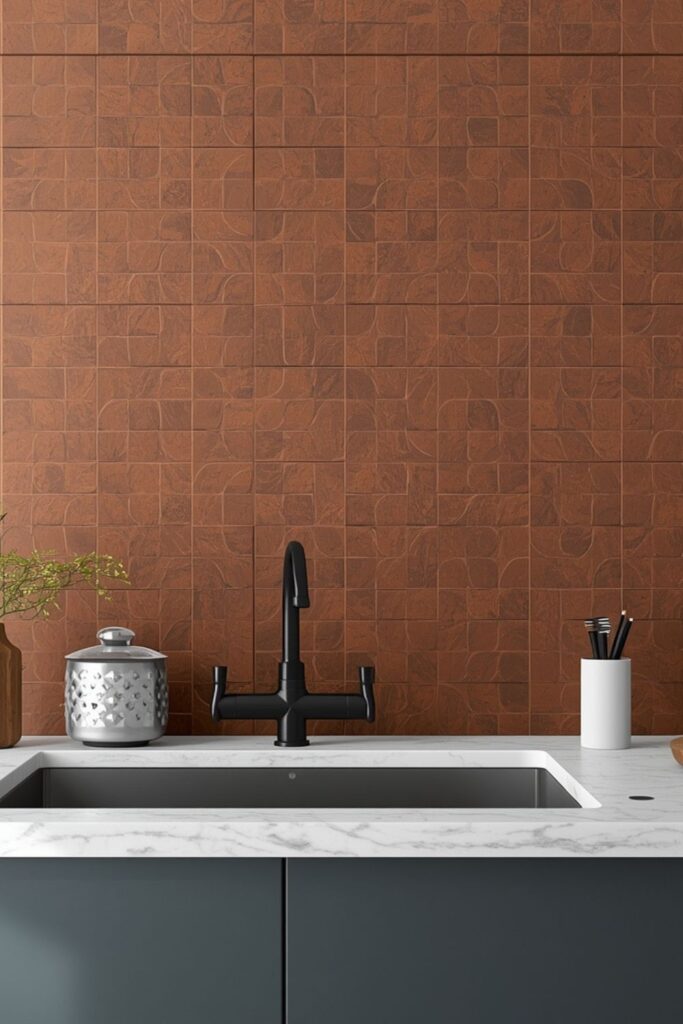 Terracotta Kitchen Wall Tiles for Subtle Texture