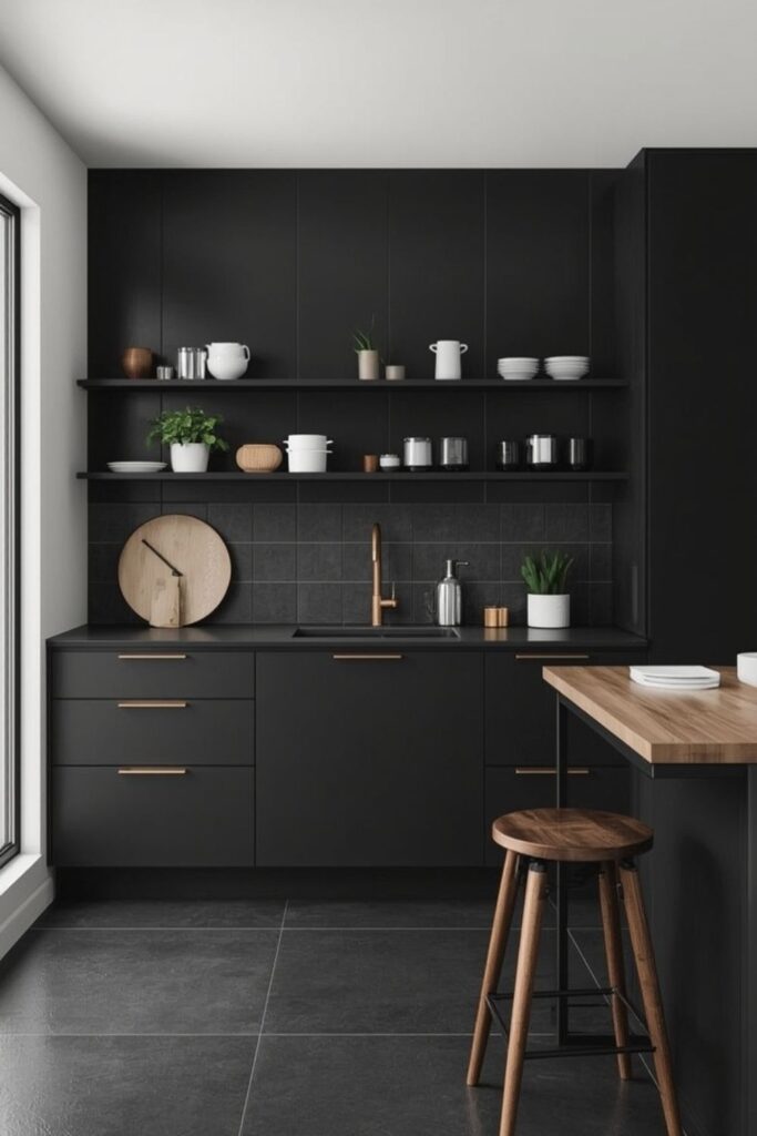 Modern Black Tiles For Kitchen wall ideas