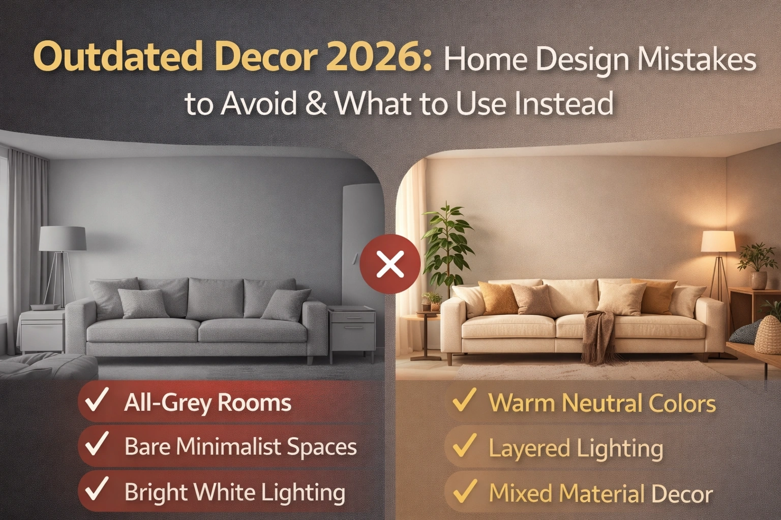 Outdated Decor 2026: Home Design Mistakes to Avoid & What to Use Instead