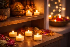 Battery tea-lights for shelves or table corners