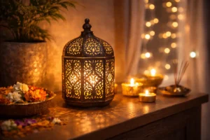 One statement lamp or lantern in the main zone