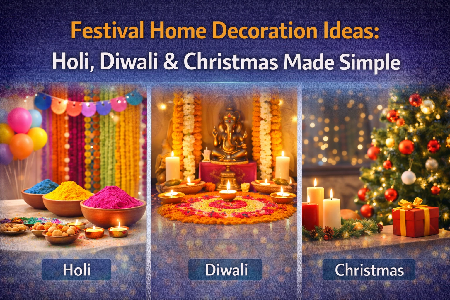 Festival Home Decoration Ideas: Holi, Diwali & Christmas Made Simple