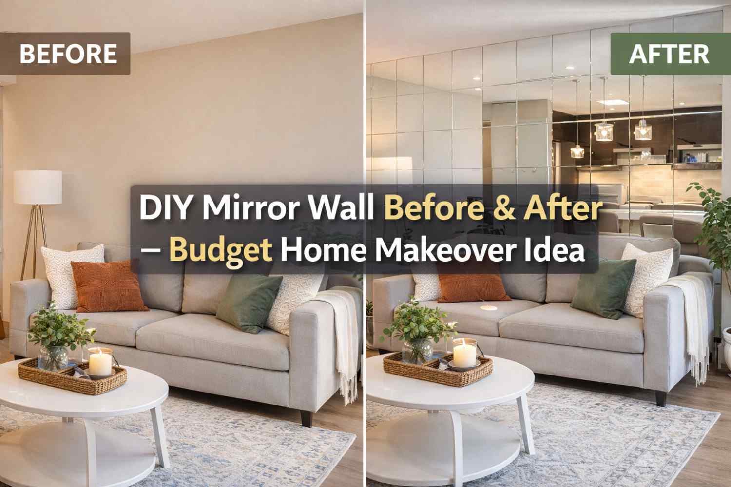 DIY Mirror Wall Before & After – Budget Home Makeover Idea